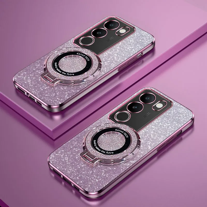 Vivo Y28 - Kaplama Manyetik Halka Tutucu telefon kılıfı