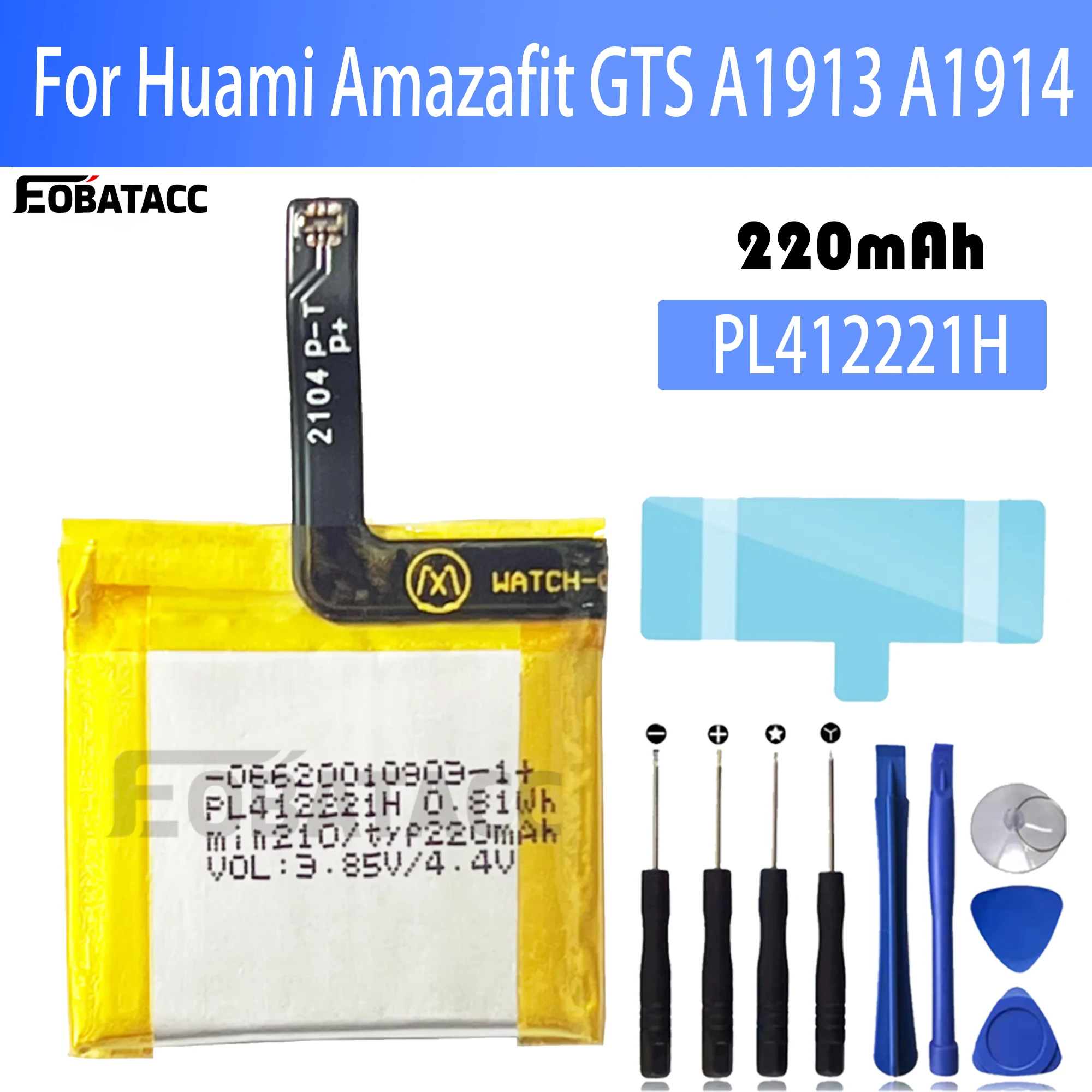 Smartwatch A1914 - 100% orijinal PL412221H pil için Huami