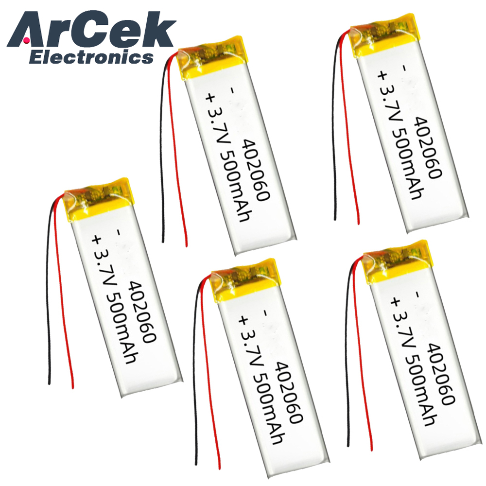 Smartwatch Headset - 5 adet 3.7V 500mAh 402060 Lipo