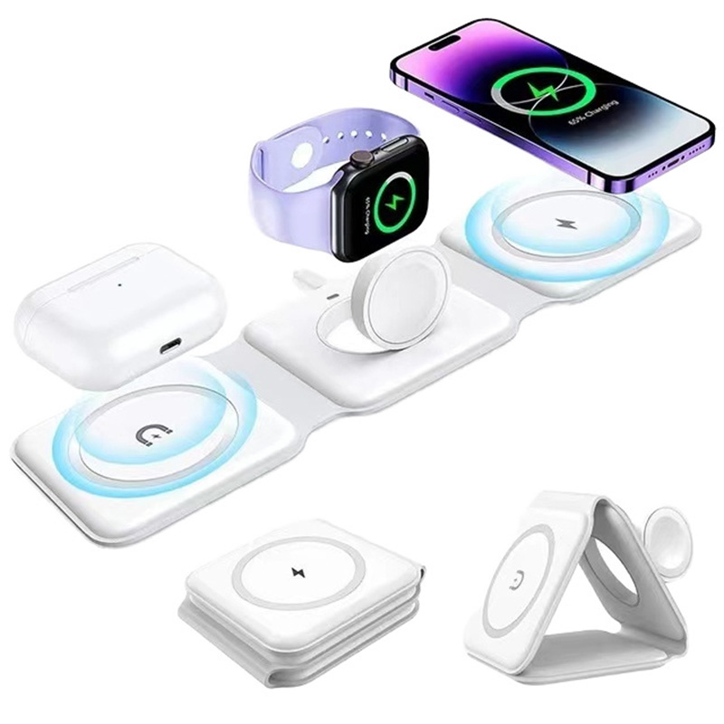 Watch Charger Cable - 3'ü 1 Arada Manyetik Katlanabilir Kablosuz